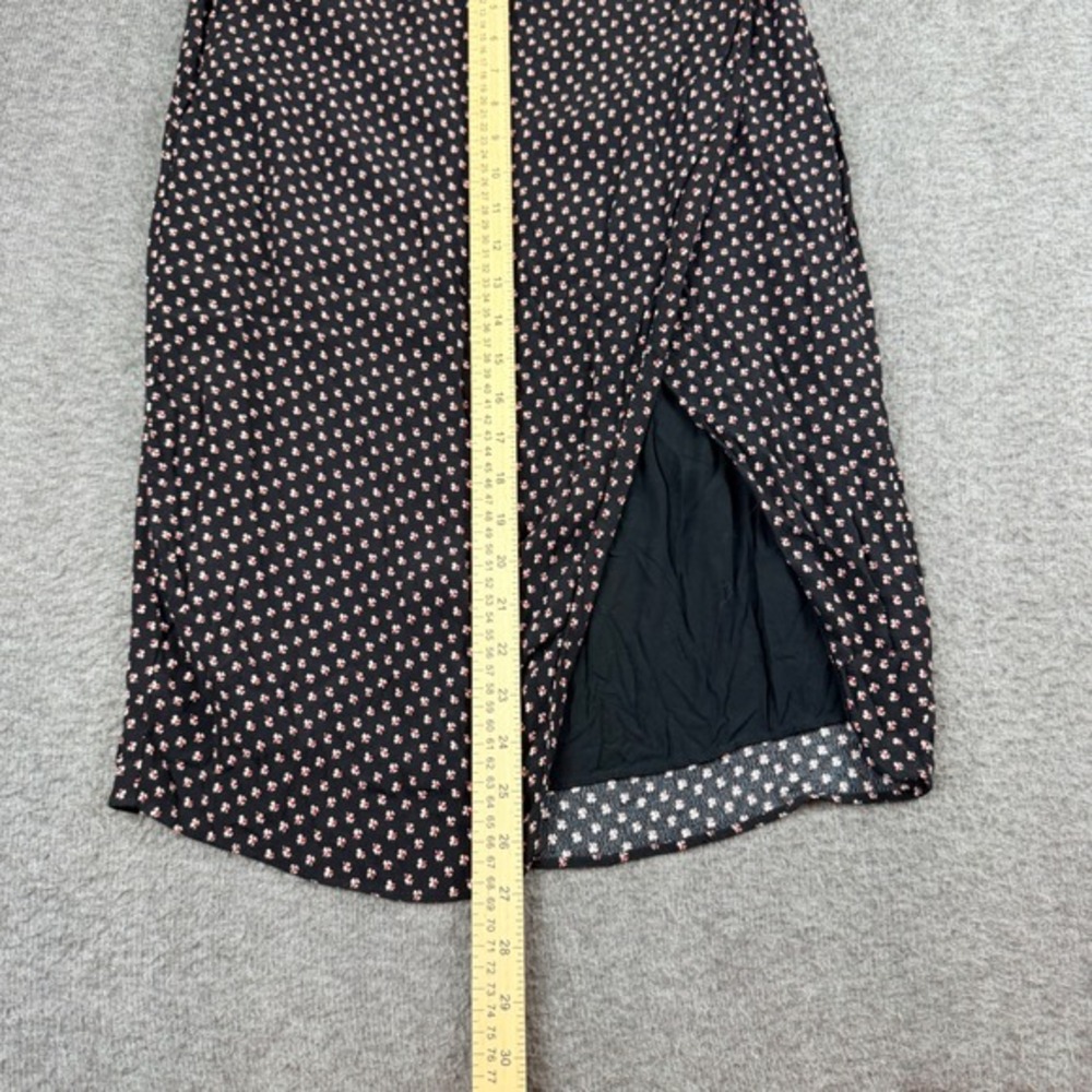 Abercrombie & Fitch Midi Skirt Women's S Small Petite Black Floral Side Slit HR - Picture 4 of 7